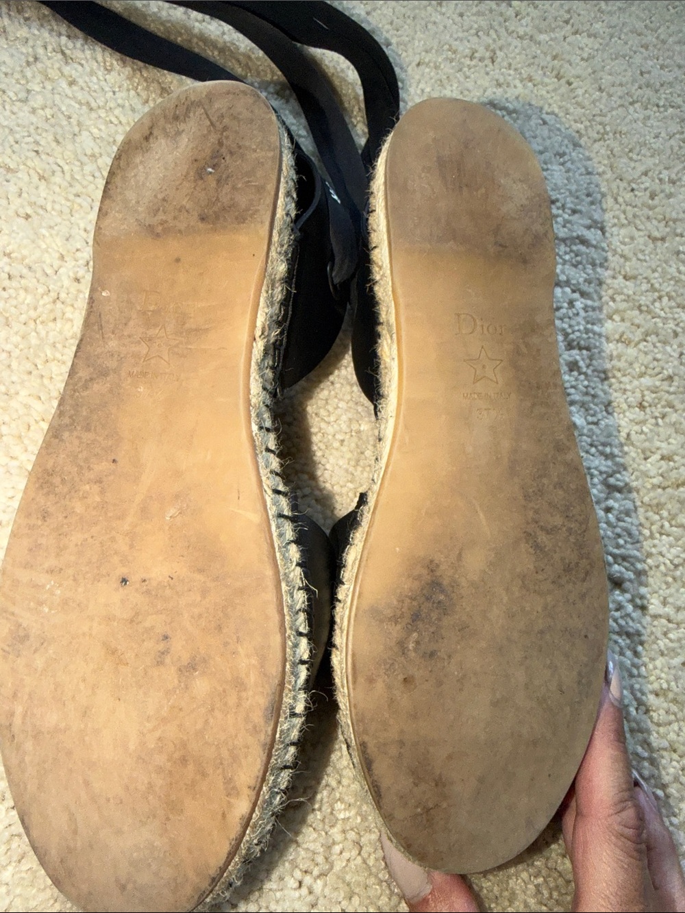 Dior Black Leather Tie-Ankle Espadrille Flats - Picture 5 of 5